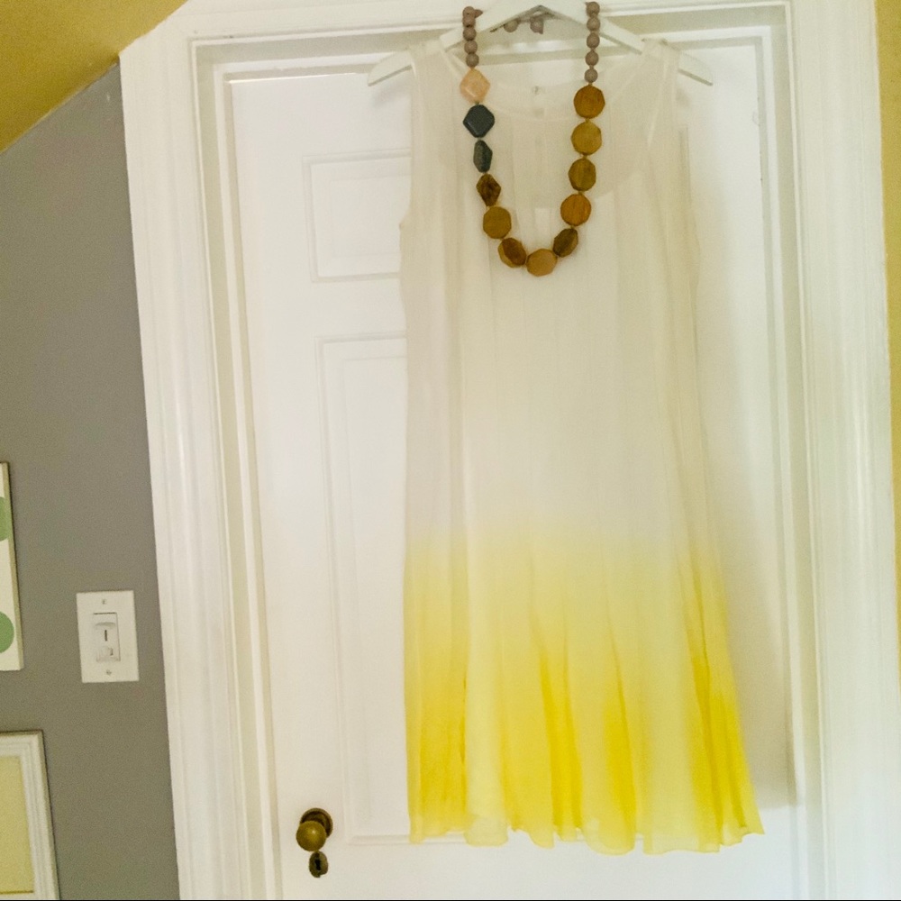 CALVIN KLEIN OMBRÉ SILK DRESS IN LEMON YELLOW